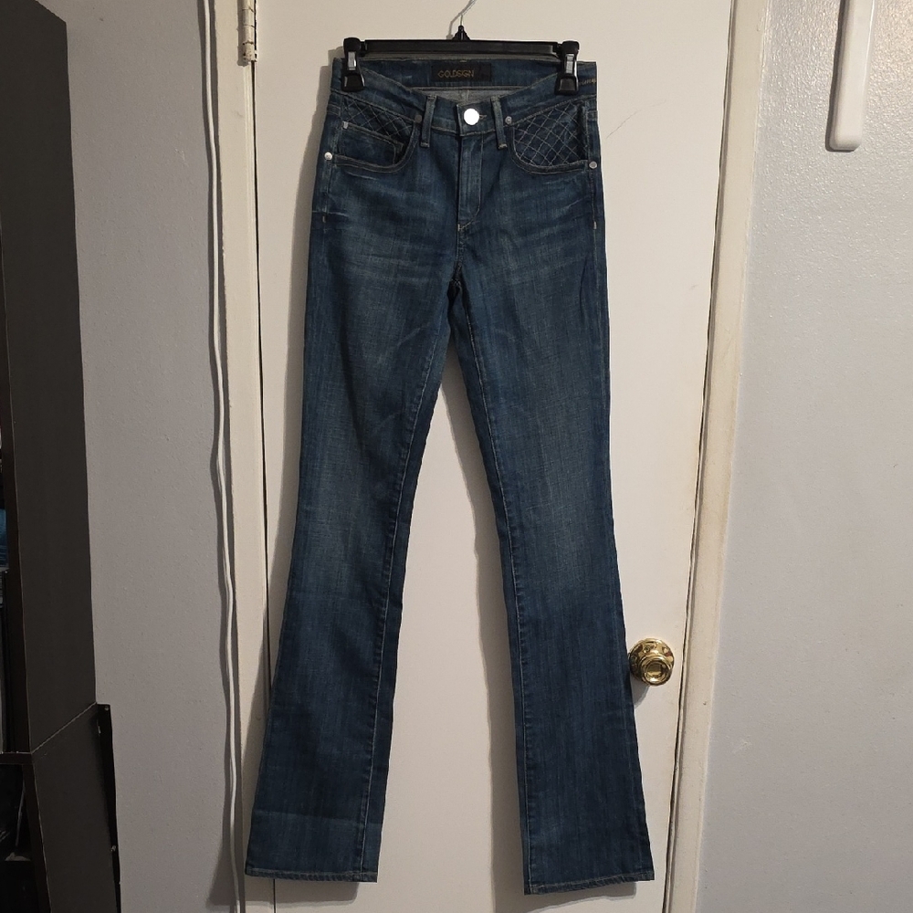 Goldsign Deep Blue Wide Leg Jeans